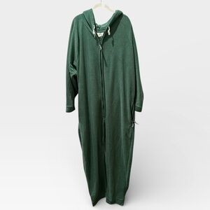 Forever Lazy Green Hooded Fleece Onesie XL – Full Zip Cozy Adult Pajama Jumpsuit